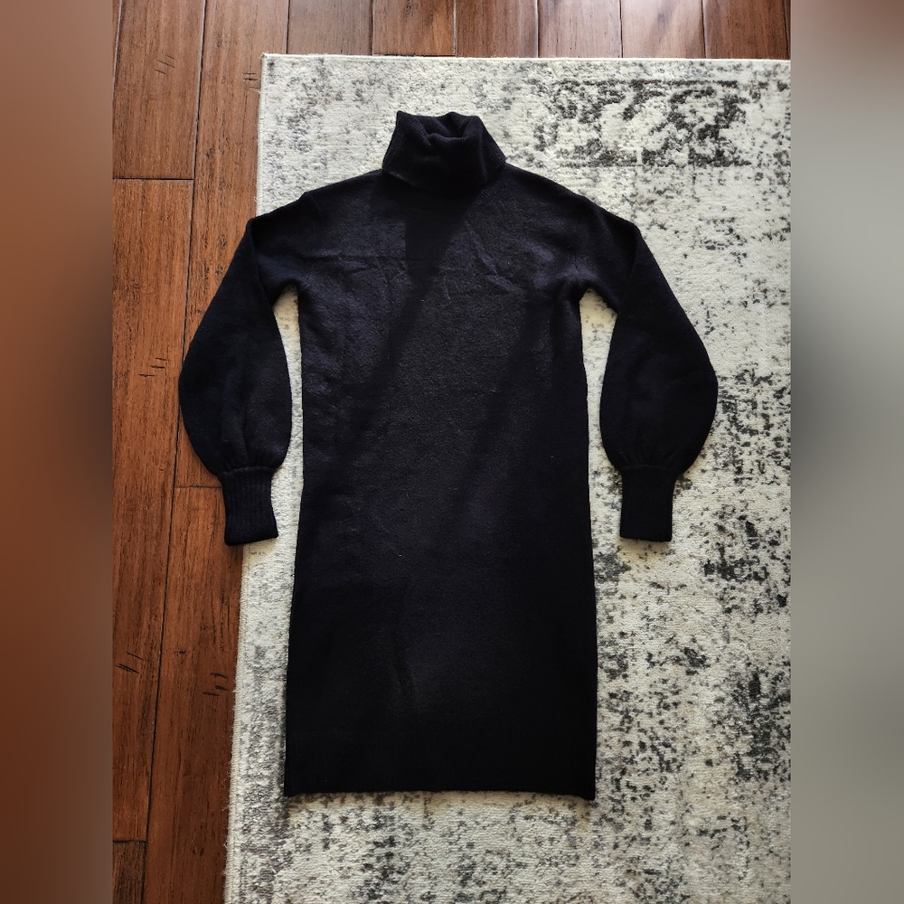 [SOLD]J. Crew Size XXS Black Merino Alpaca Blend Sweater Dress - Picture 2 of 5